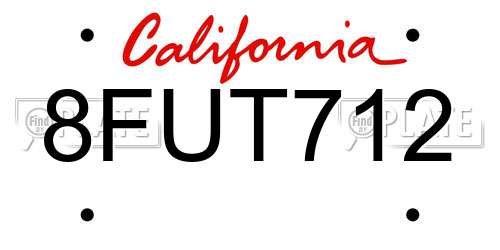 8FUT712 California License Plate