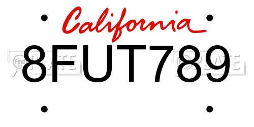 8FUT789 California License Plate