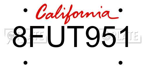 8FUT951 California License Plate