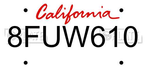 8FUW610 California License Plate