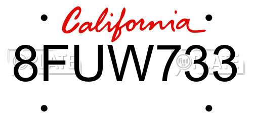 8FUW733 California License Plate