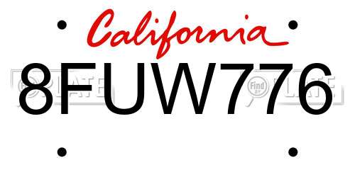 8FUW776 California License Plate