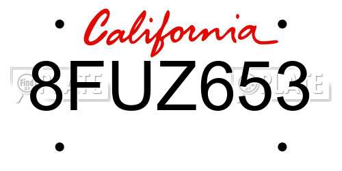 8FUZ653 California License Plate