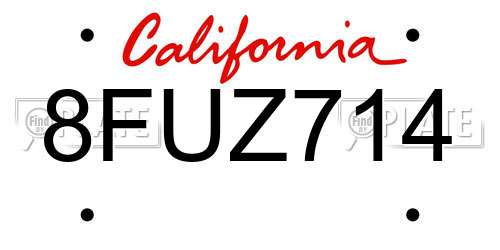 8FUZ714 California License Plate