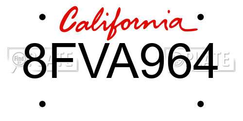 8FVA964 California License Plate