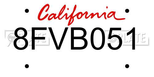 8FVB051 California License Plate