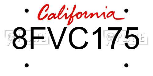8FVC175 California License Plate