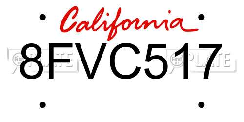 8FVC517 California License Plate
