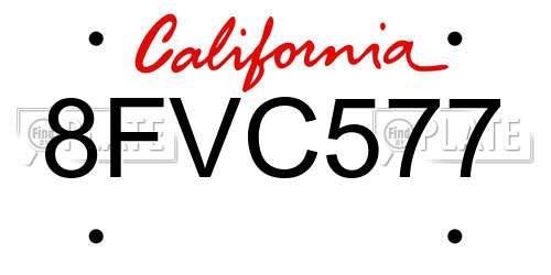 8FVC577 California License Plate