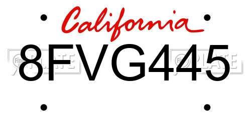 8FVG445 California License Plate