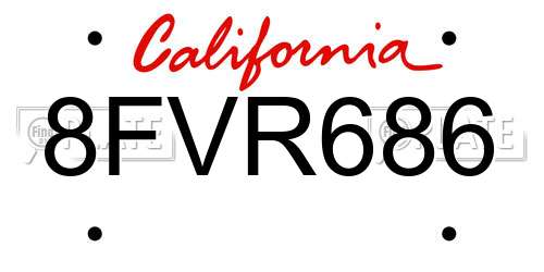 8FVR686 California License Plate