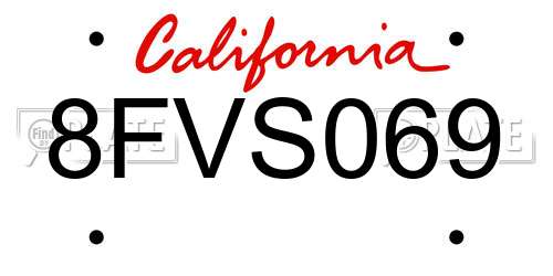 8FVS069 California License Plate