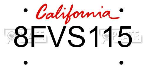 8FVS115 California License Plate