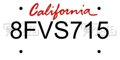 8FVS715 California License Plate