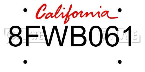 8FWB061 California License Plate