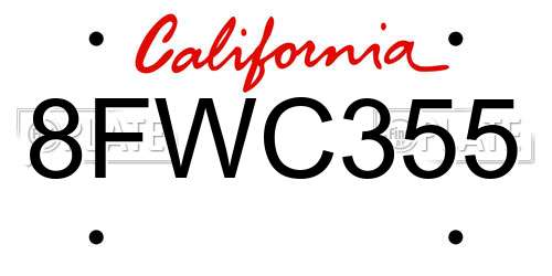 8FWC355 California License Plate