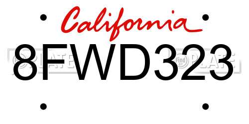 8FWD323 California License Plate