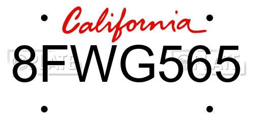 8FWG565 California License Plate