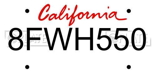 8FWH550 California License Plate