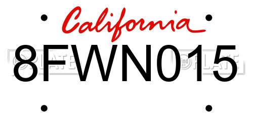 8FWN015 California License Plate