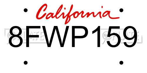 8FWP159 California License Plate