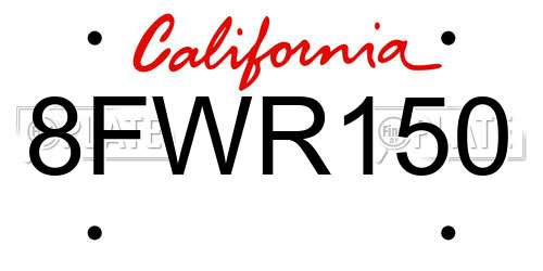 8FWR150 California License Plate