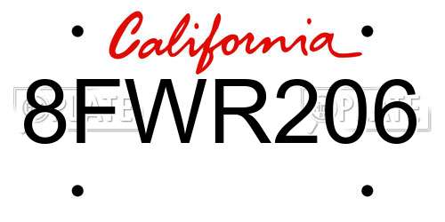 8FWR206 California License Plate