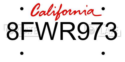 8FWR973 California License Plate