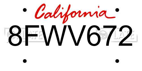 8FWV672 California License Plate