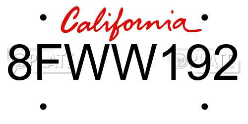 8FWW192 California License Plate