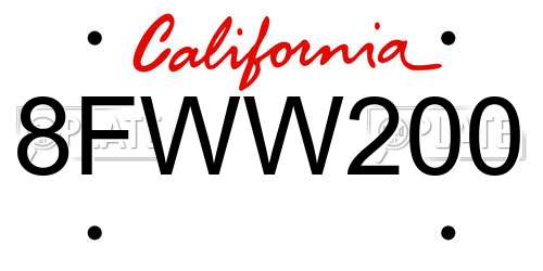 8FWW200 California License Plate
