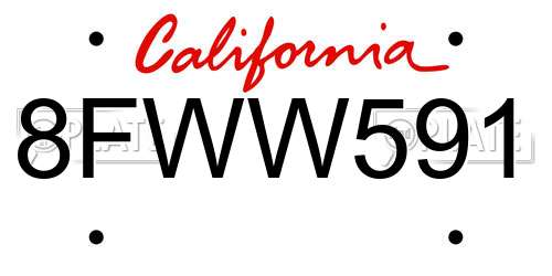 8FWW591 California License Plate