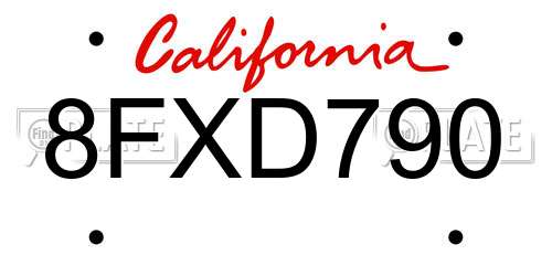 8FXD790 California License Plate