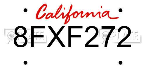 8FXF272 California License Plate