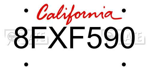 8FXF590 California License Plate