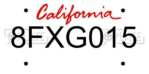 8FXG015 California License Plate