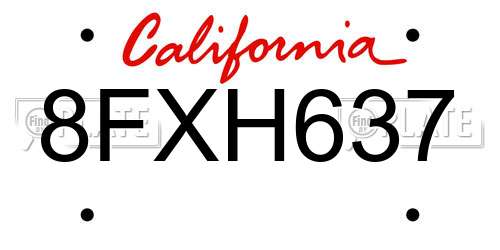 8FXH637 California License Plate