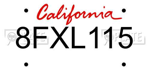 8FXL115 California License Plate