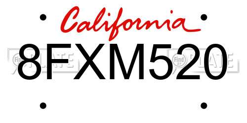 8FXM520 California License Plate