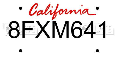 8FXM641 California License Plate