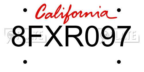 8FXR097 California License Plate