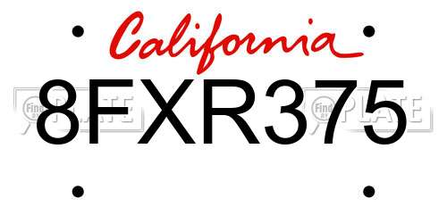 8FXR375 California License Plate
