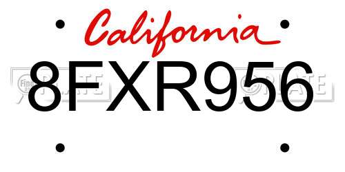 8FXR956 California License Plate