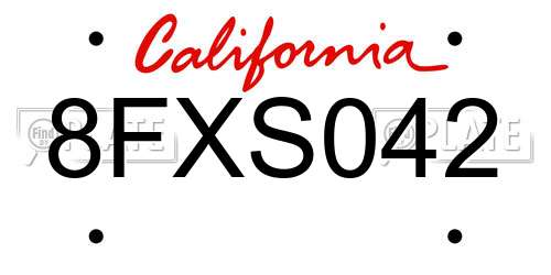 8FXS042 California License Plate