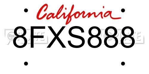 8FXS888 California License Plate
