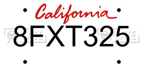 8FXT325 California License Plate
