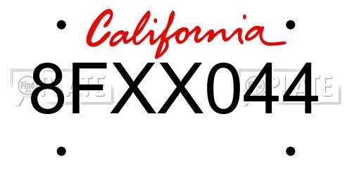 8FXX044 California License Plate