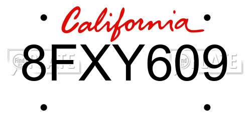 8FXY609 California License Plate