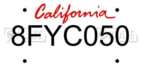 8FYC050 California License Plate