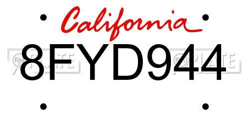 8FYD944 California License Plate
